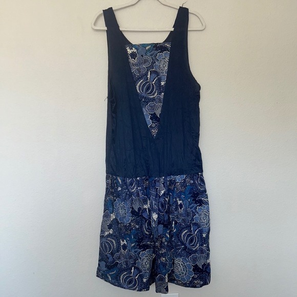Vintage Floral Sleeveless Midi Dress Blue Paisley Casual Size 16 1/2 Boho Summer - Picture 1 of 6